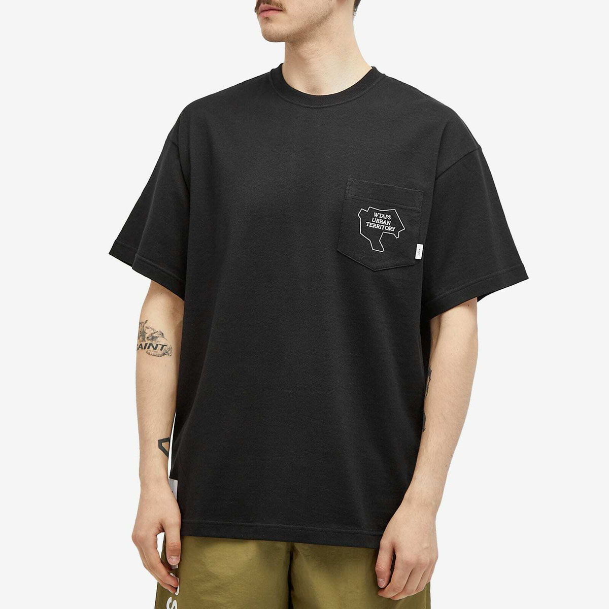 WTAPS Men's 32 Map Printed Pocket T-Shirt in Black WTAPS