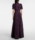Rebecca Vallance Afina belted floral brocade gown