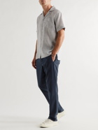 Frescobol Carioca - Oscar Slim-Fit Tapered Linen and Cotton-Blend Drawstring Trousers - Blue