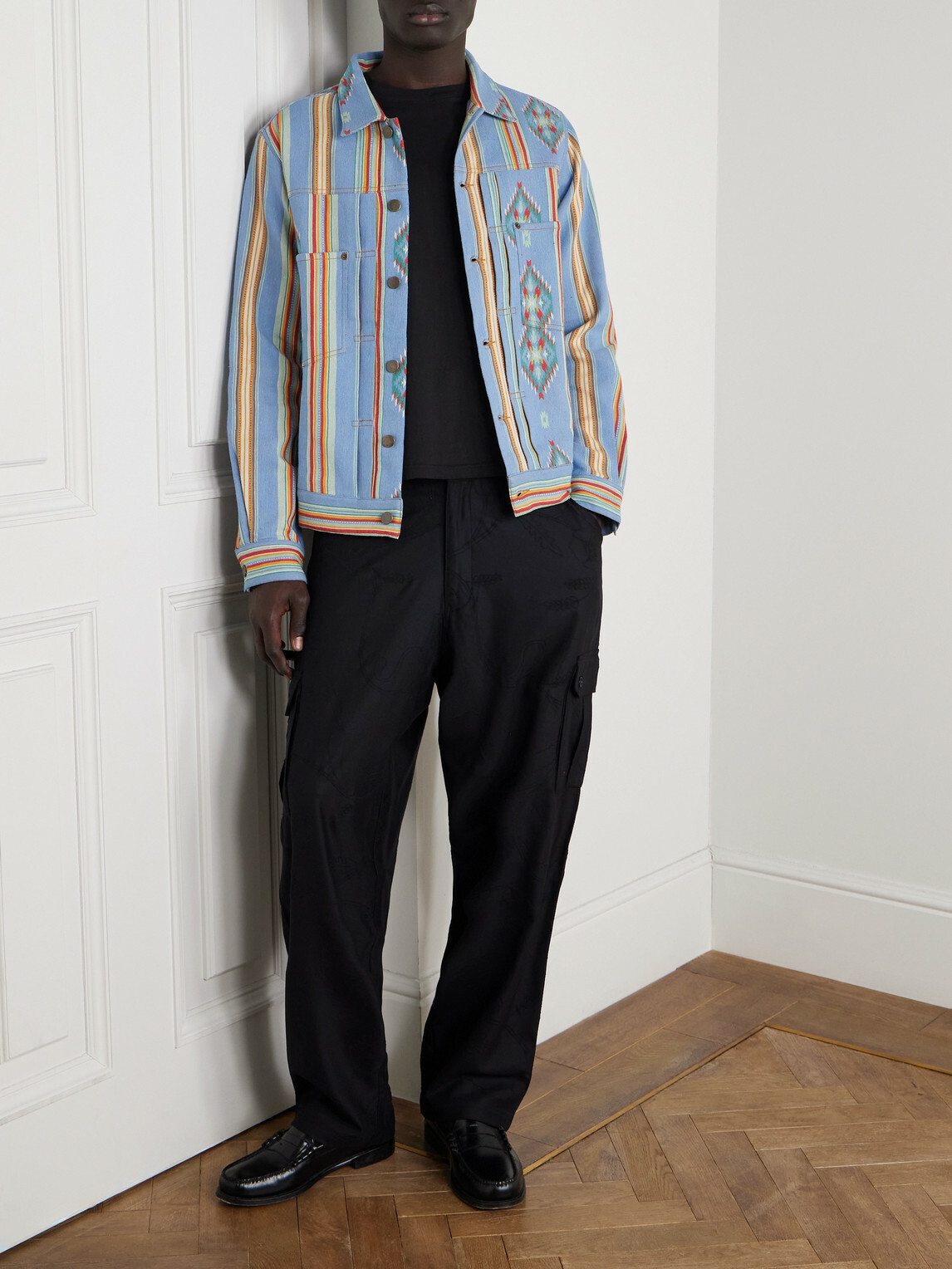 Kardo - Marvin Cotton-Jacquard Trucker Jacket - Blue
