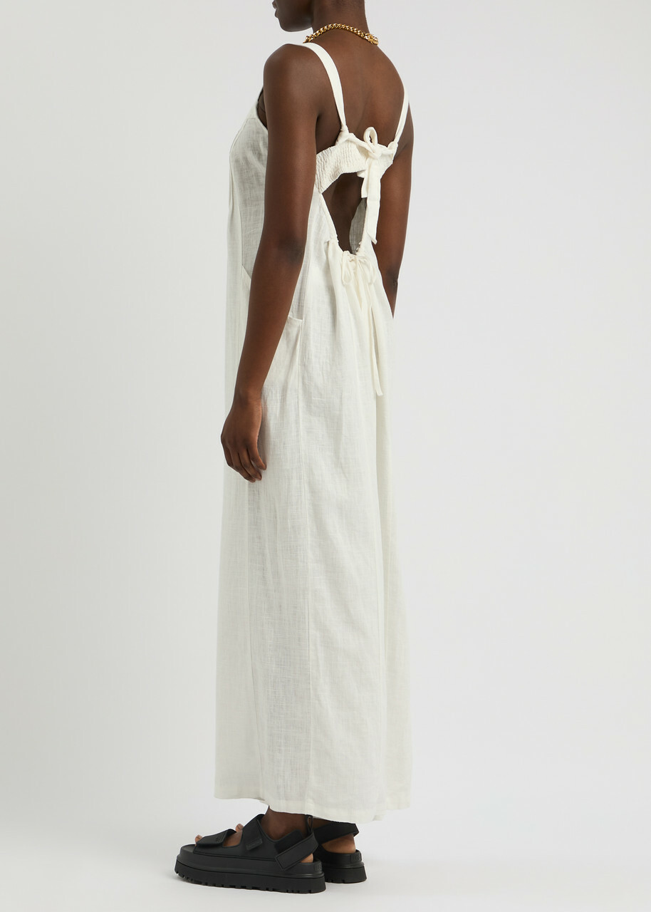Free People Drifting Dreams Linen-blend Jumpsuit White XS (UK 4-6 / XS)