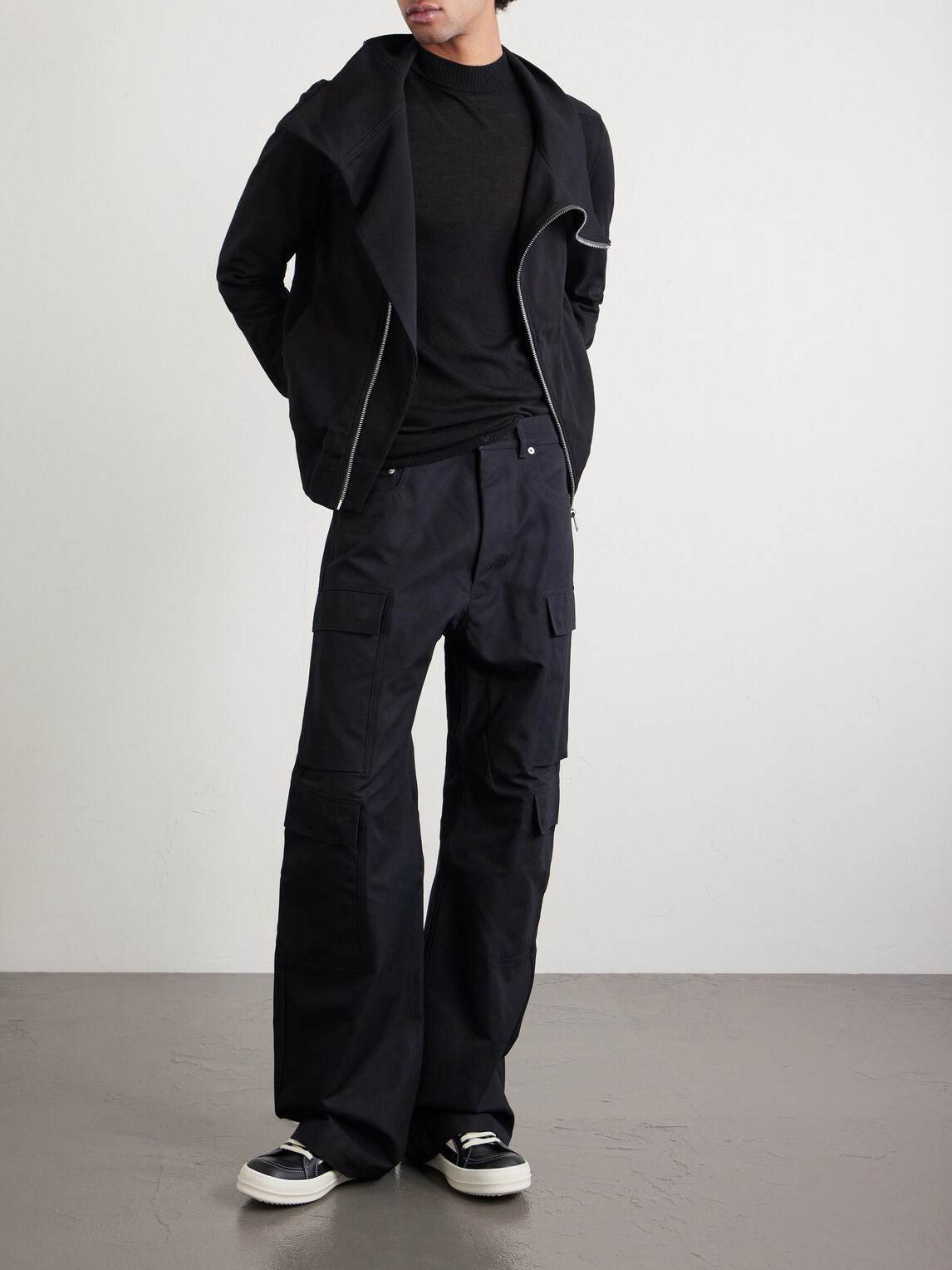 Rick Owens - Geth Straight-Leg Cotton-Blend Canvas Cargo Trousers - Black