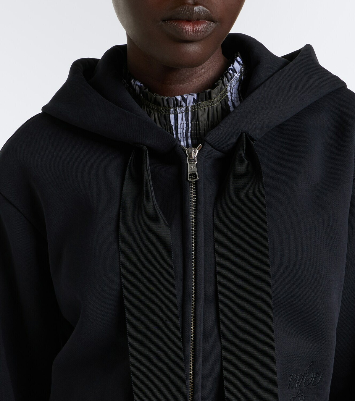 Patou Peplum cotton zip-up hoodie