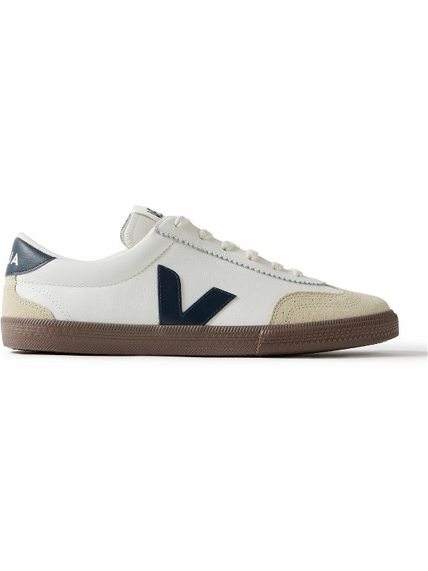 Photo: Veja - Volley Suede-Trimmed O.T. Leather Sneakers - White