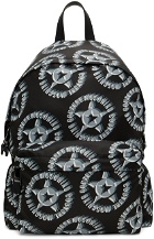 Moschino Black Nylon Logo Star Print Backpack