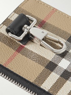 Burberry - Leather-Trimmed Checked Coated-Canvas Zipped Cardholder