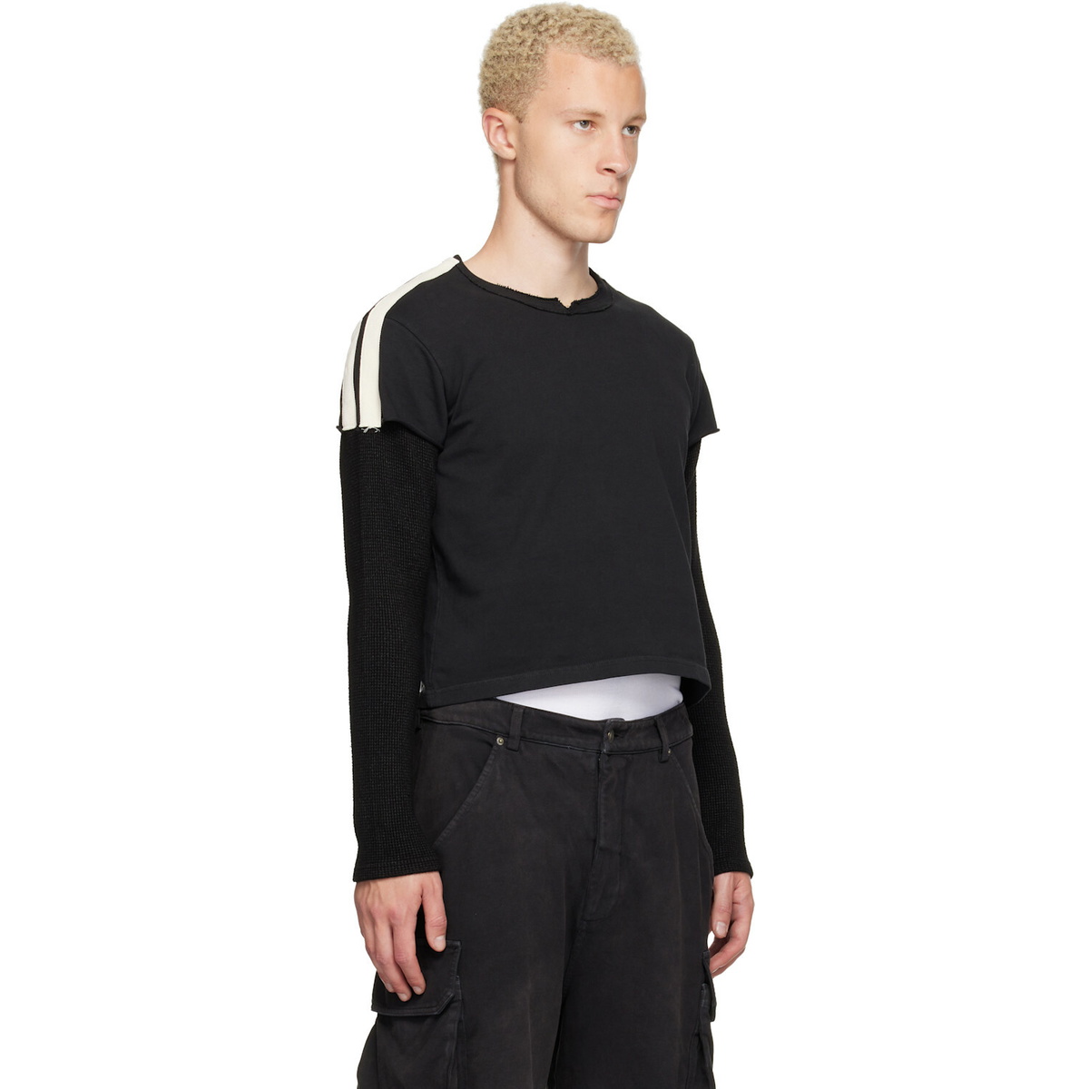 424 Black Thermal Capped Sleeve T-shirt