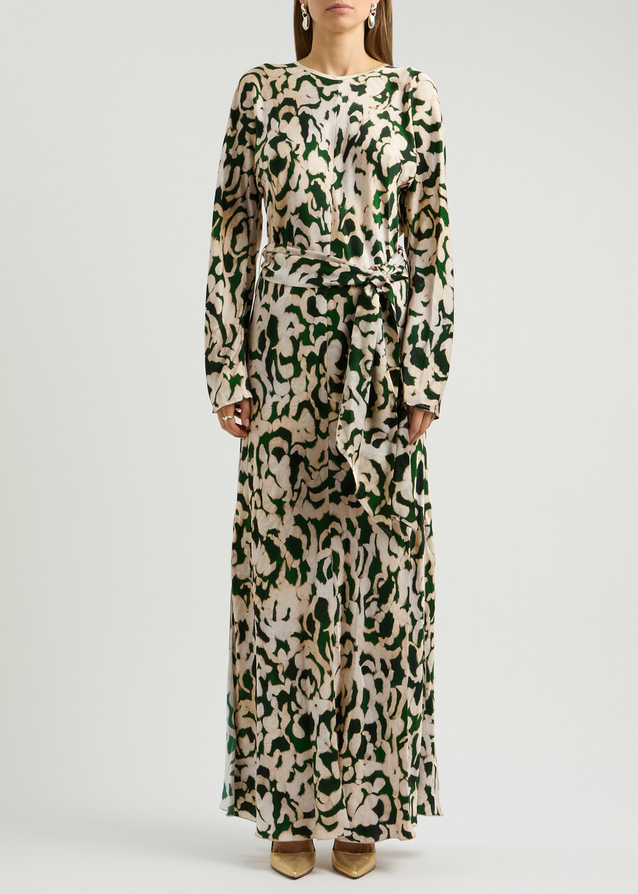 Forte_forte Printed Hammered Satin Maxi Dress Multicoloured