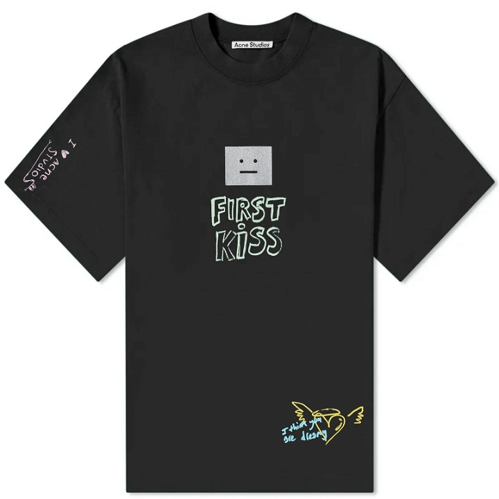 Photo: Acne Studios Exford Scribble Face T-Shirt in Faded Black