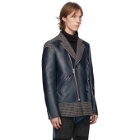 Junya Watanabe Navy Leather and Tweed Jacket