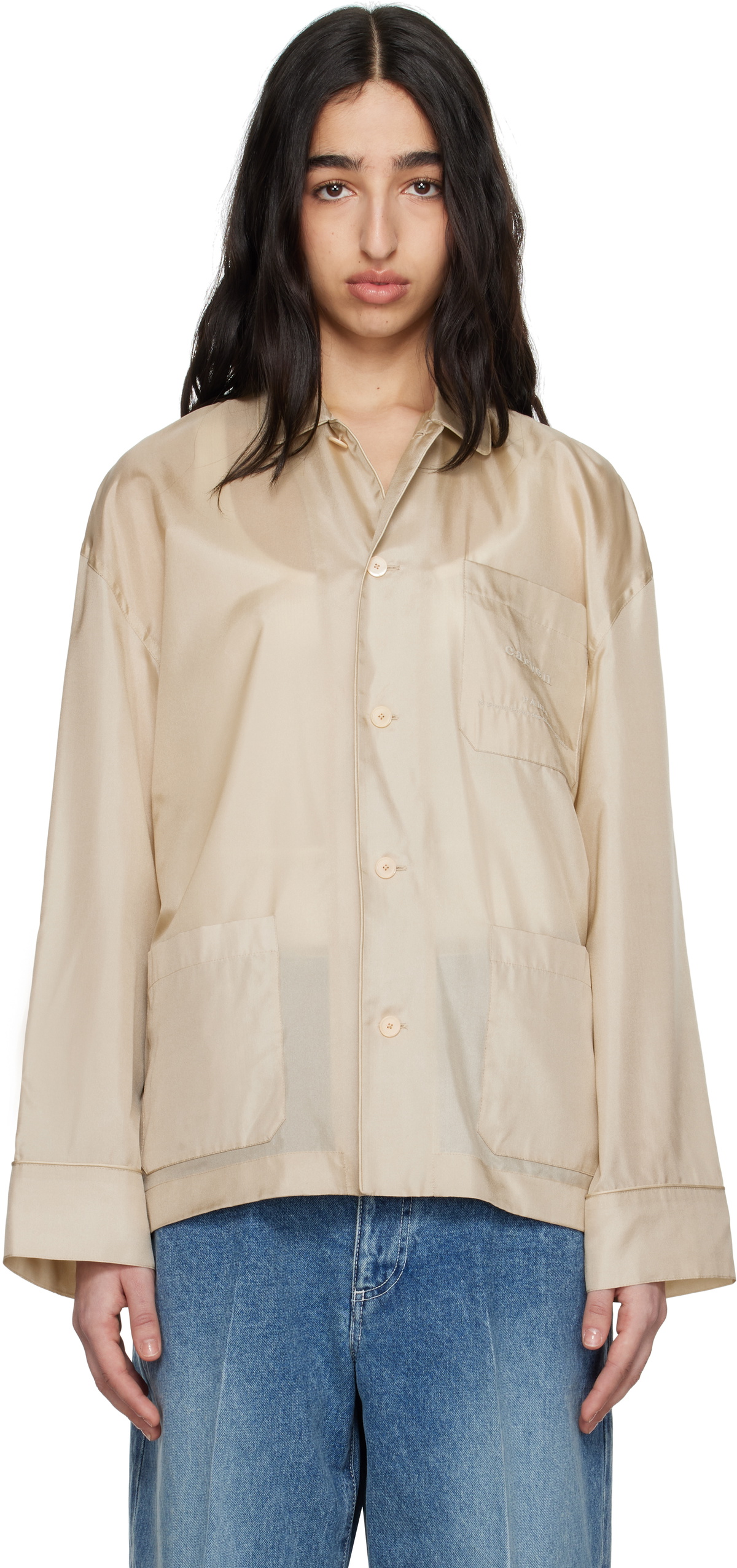 Carven Beige Silk Shirt