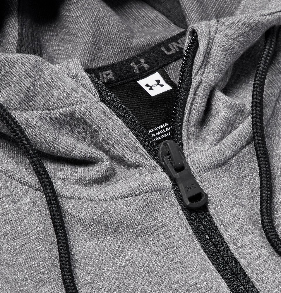 Under Armour - Unstoppable Mélange Cotton-Blend Jersey Zip-Up Hoodie - Men  - Gray Under Armour