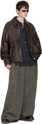 Studio Nicholson Brown Piston Leather Jacket