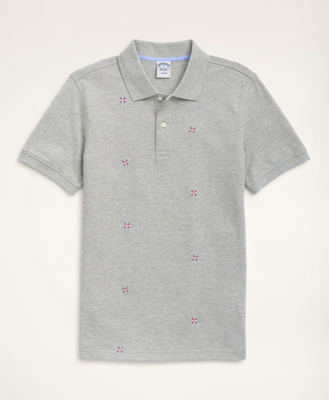 Photo: Brooks Brothers Men's Slim-Fit Life Preserver Polo Shirt | Grey Heather