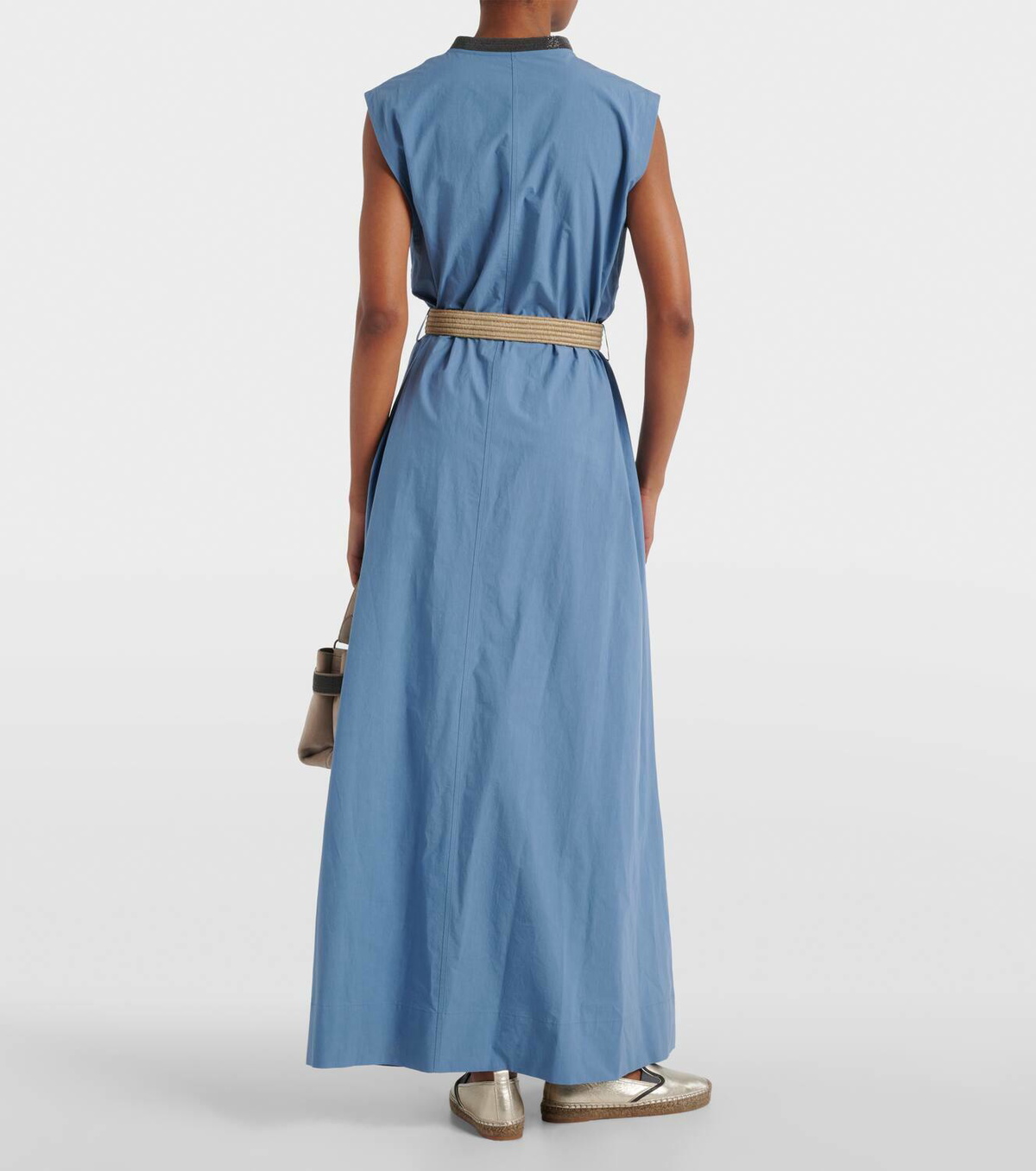 Brunello Cucinelli Embellished cotton poplin maxi dress Brunello Cucinelli