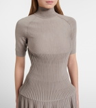 Alaïa Ribbed-knit turtleneck wool-blend top