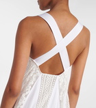 Loewe Asymmetric lace-trimmed cotton maxi dress