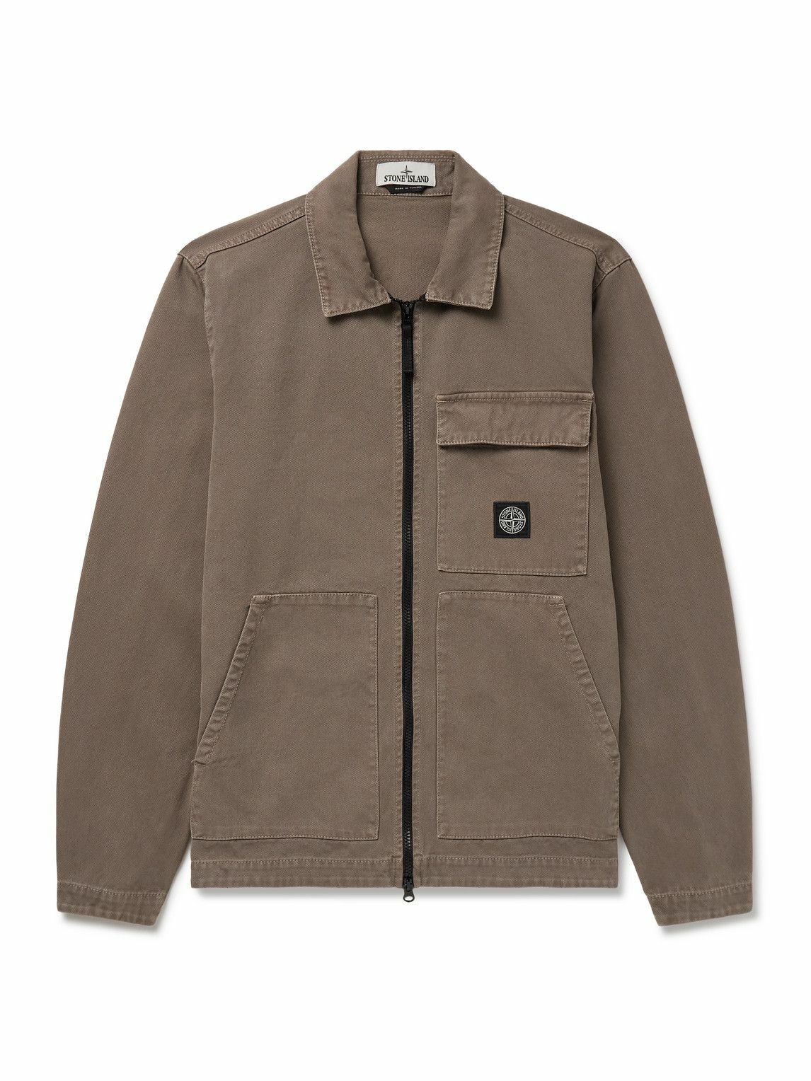 Stone Island - Logo-Appliquéd Washed-Cotton Canvas Shirt Jacket