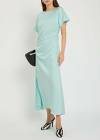 Simkhai Marabella Draped Satin Maxi Dress Light Blue
