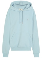 Ami Paris Logo Hooded Cotton Sweatshirt Blue
