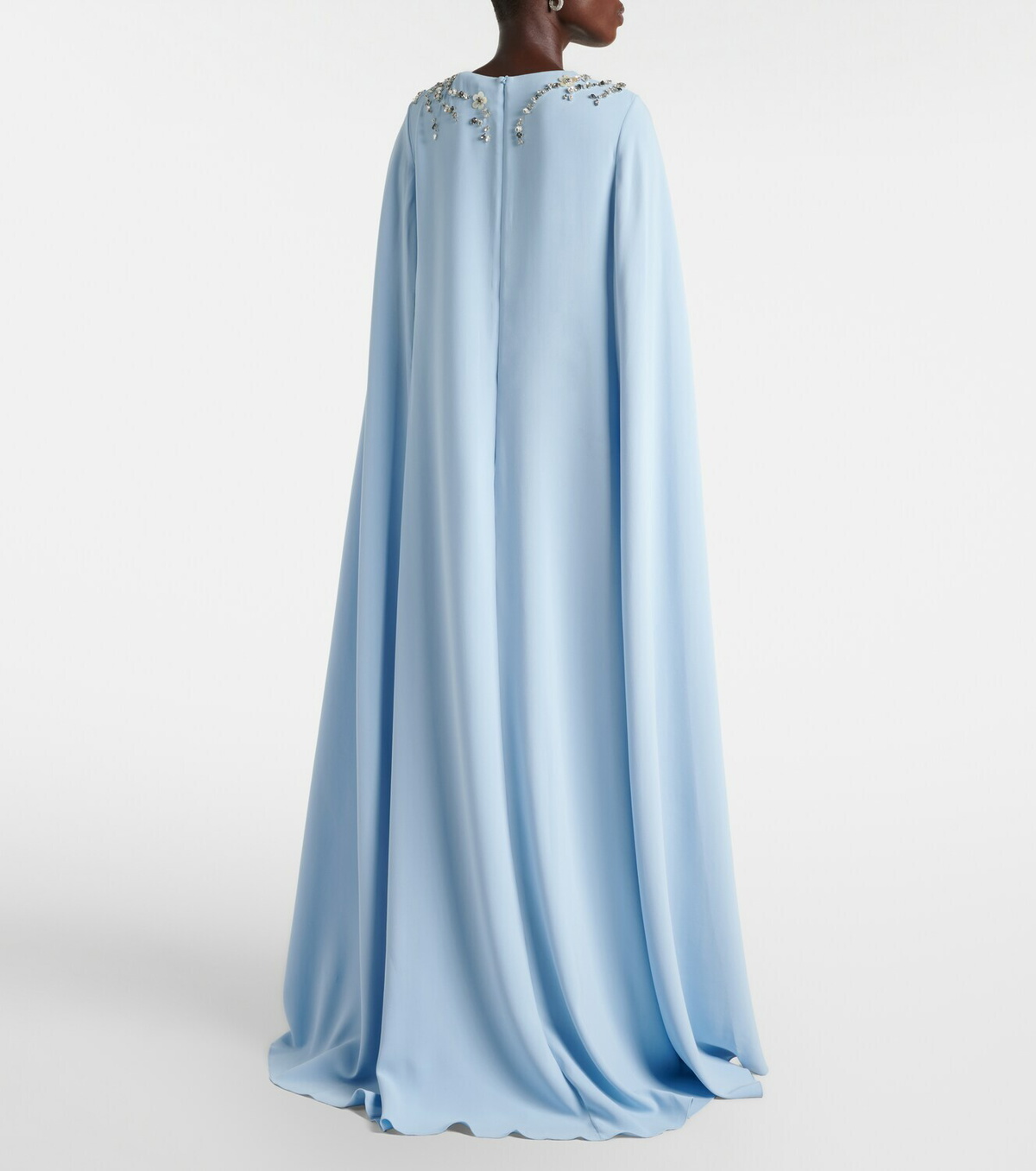Oscar de la Renta Caped embellished silk-blend gown