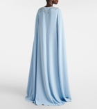 Oscar de la Renta Caped embellished silk-blend gown