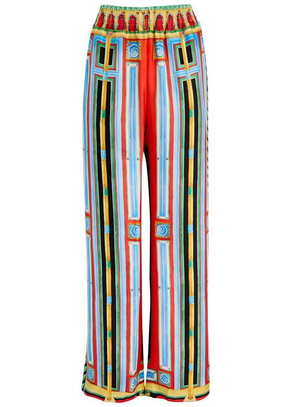 Photo: Casablanca Le Palais En Fleur Printed Silk Trousers Multicoloured