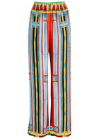Casablanca Le Palais En Fleur Printed Silk Trousers Multicoloured