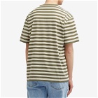 Sunspel Men's x Nigel Cabourn Stripe Pocket T-shirt in Army Green/Stone White Wide Stripe