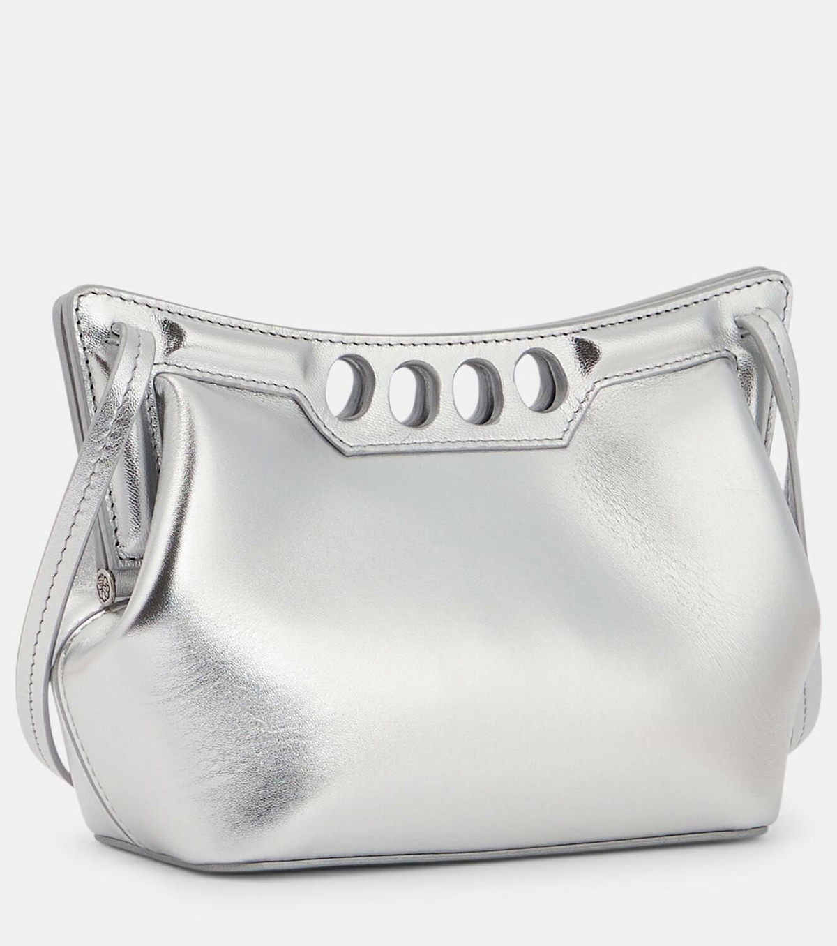 Alexander McQueen The Peak Mini metallic leather shoulder
