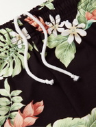 Go Barefoot - Tiare Garden Straight-Leg Printed Cotton Trousers - Black