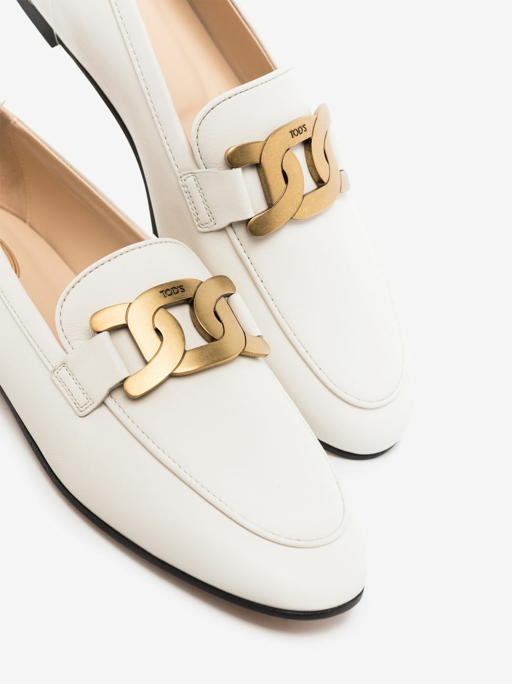 【TOD'S】White Leather Loafers Tod's White Kate Embellished Leather Loafers Tod's