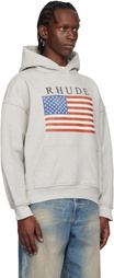 Rhude Gray USA Flag Hoodie