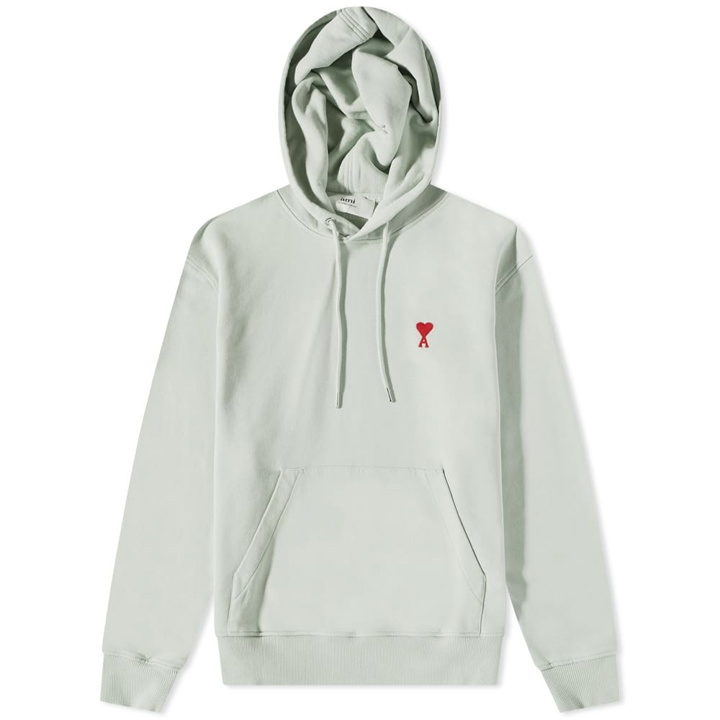 Photo: AMI Men's Small A Heart Popover Hoody in Pale Green