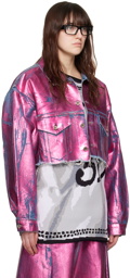 Doublet Pink Foil-Coated Denim Jacket