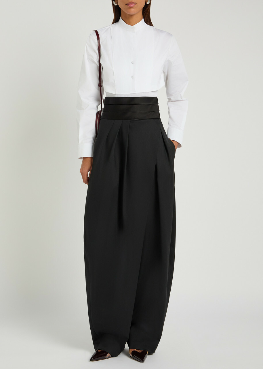 Alaïa Barrel-leg Silk and Stretch-wool Trousers Black