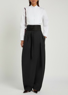 Alaïa Barrel-leg Silk and Stretch-wool Trousers Black