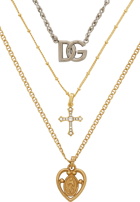 Dolce & Gabbana Gold & Silver Mixed Chain Pendant Necklace