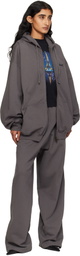 VETEMENTS Gray Boxing Logo Oversized Zip-Up Hoodie