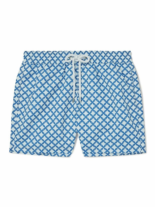 Photo: Frescobol Carioca - Straight-Leg Mid-Length Printed Swim Shorts - Blue