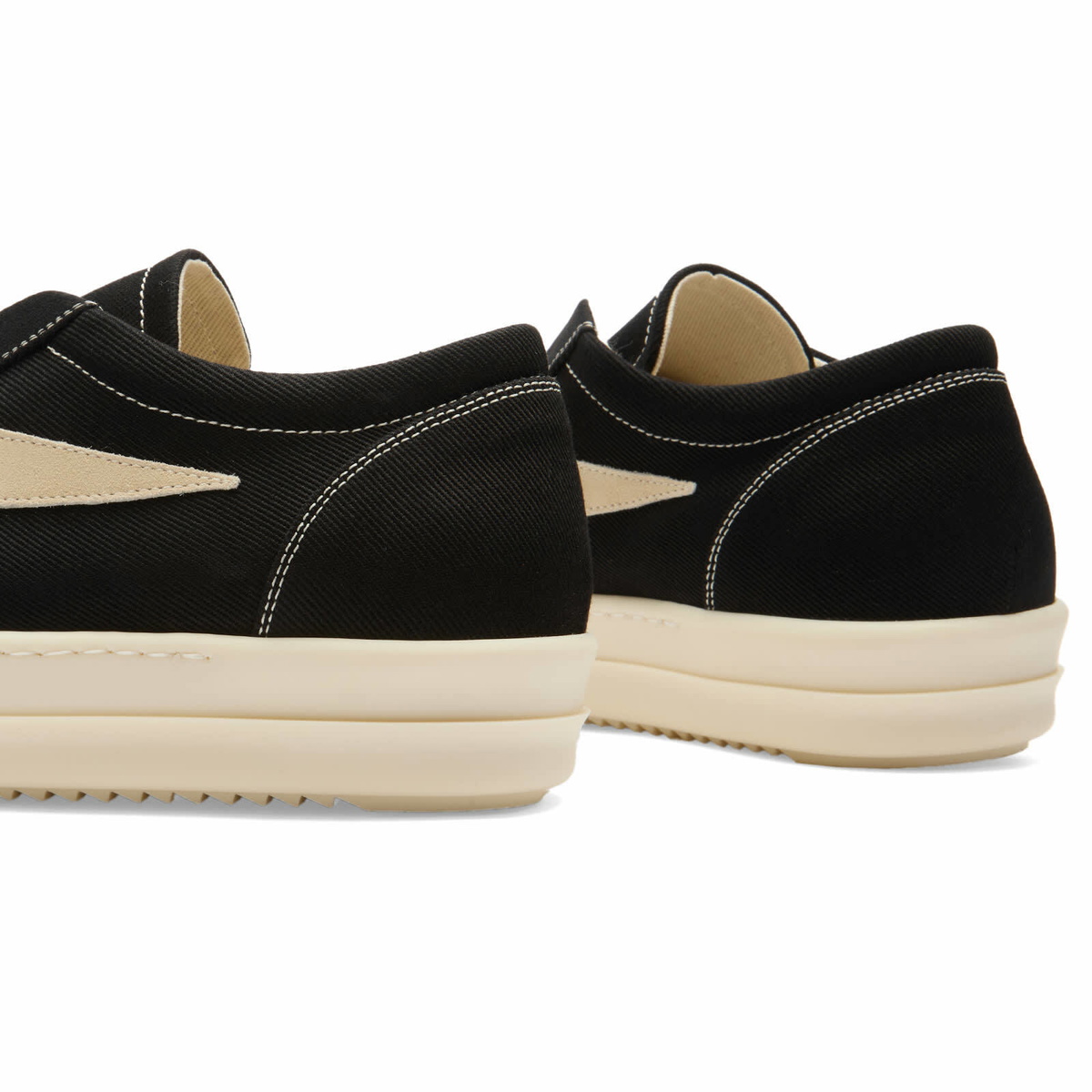 Rick Owens DRKSHDW Men's Slip On Vintage Sneaks in Black/Milk/Milk Rick Owens DRKSHDW Men's Slip On Vintage Sneaks in Black/Milk/Milk