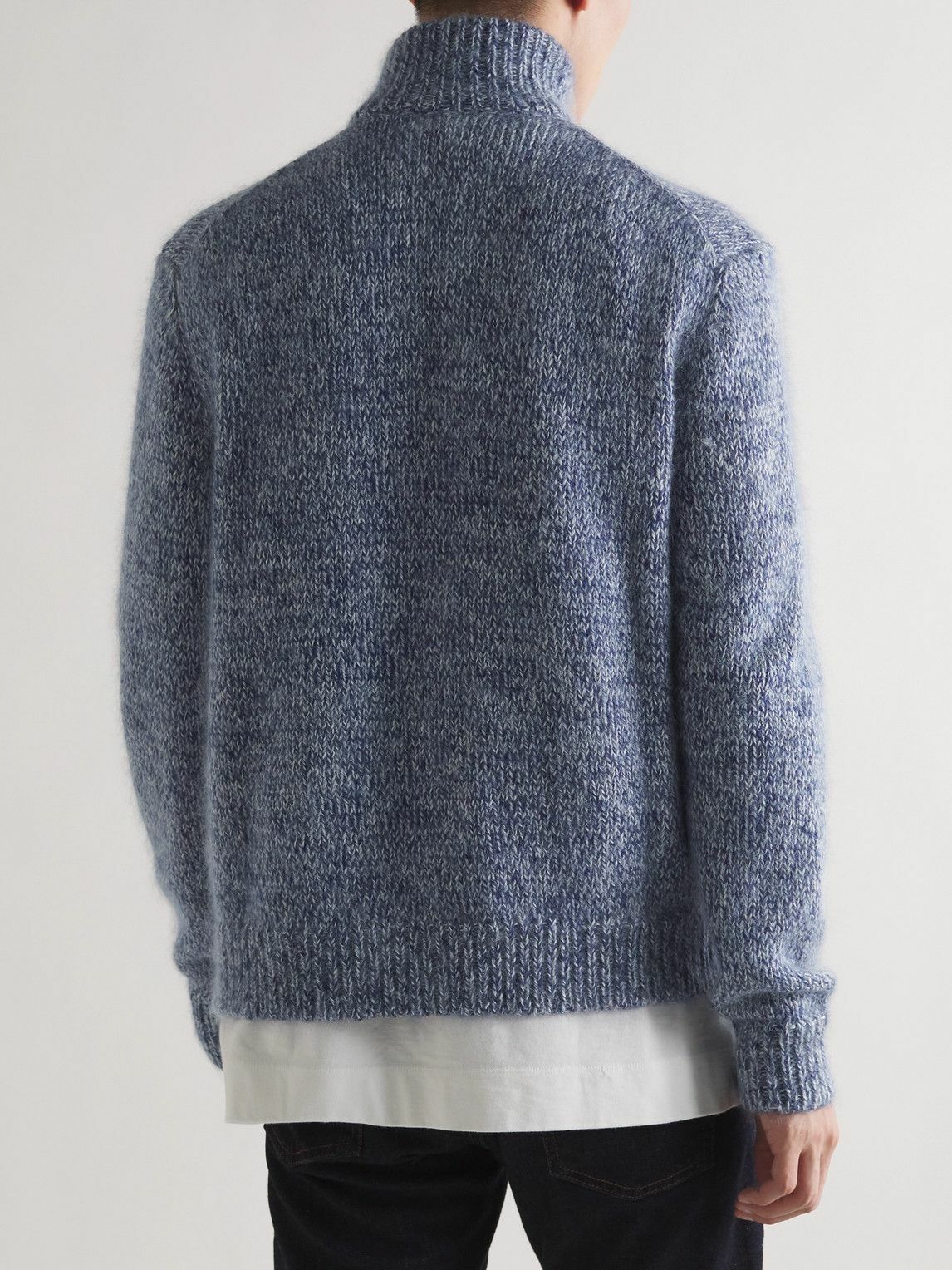 Massimo Alba - Wool, Mohair and Silk-Blend Half-Zip Sweater - Blue ...