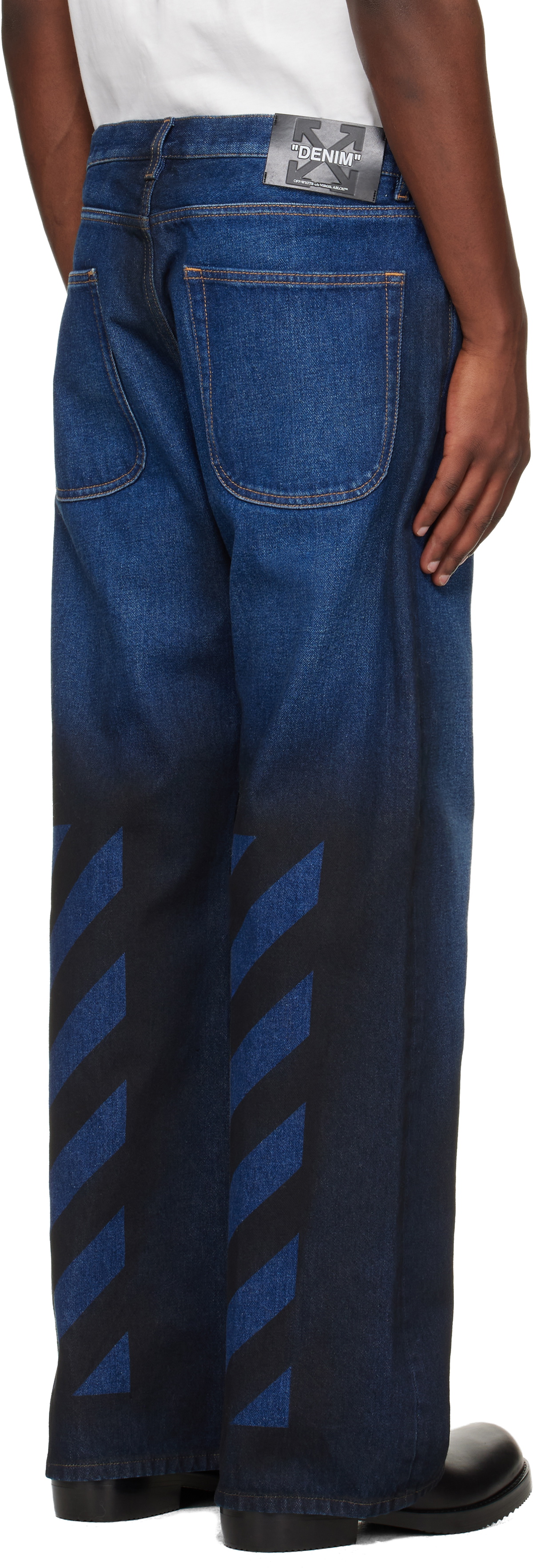 Off-White Navy Spray Diagonal Relax Jeans