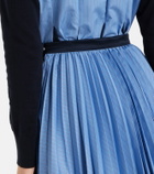 Sacai Striped cotton-blend poplin midi skirt