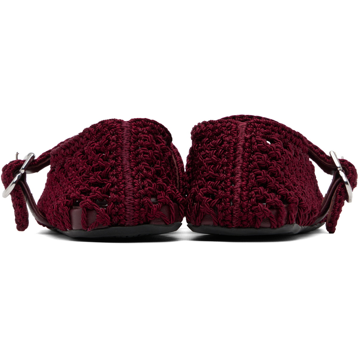 ALAÏA Burgundy Satin Cord Ballerina Flats