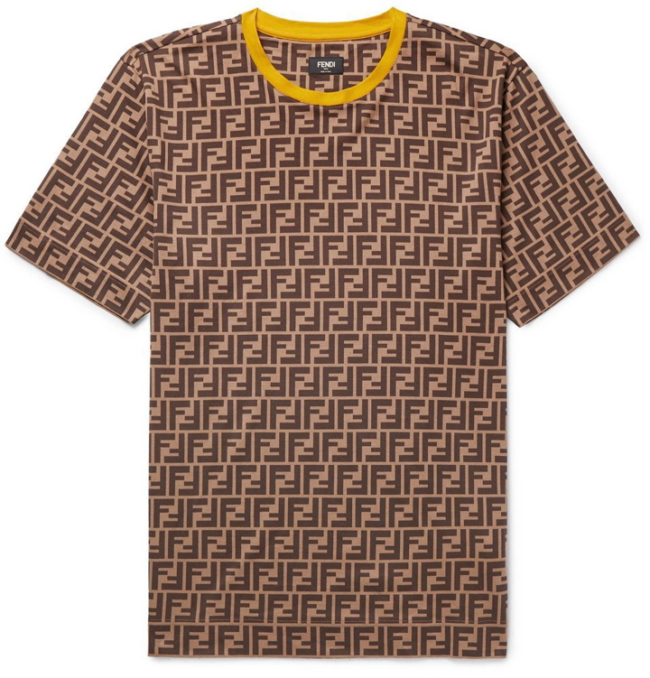 Photo: Fendi - Logo-Print Cotton-Jersey T-Shirt - Brown