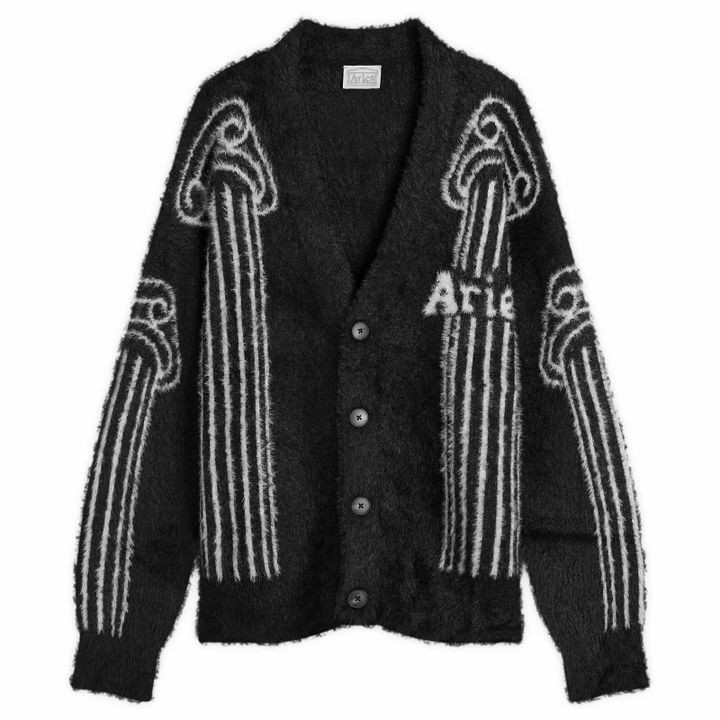 Photo: Aries Men's Oversized Chenille Column Knit Cardigan in Black