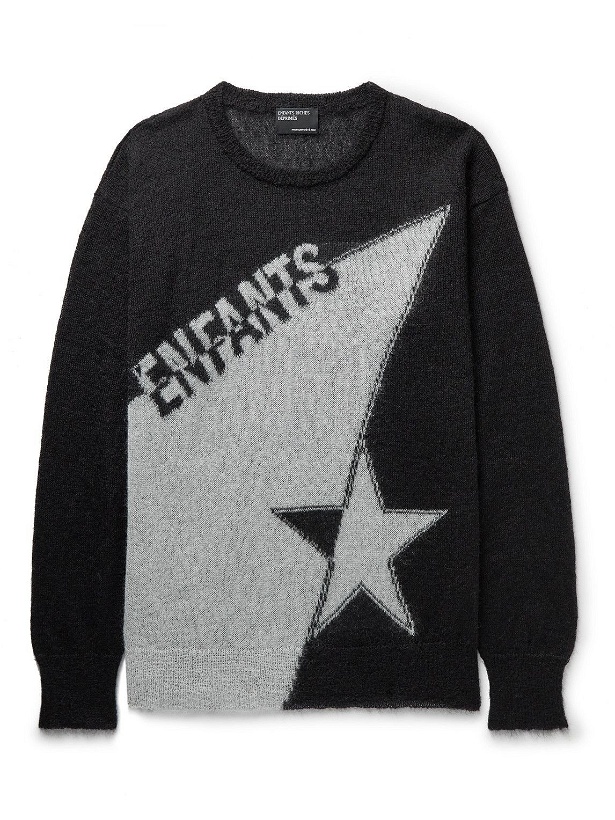 Photo: Enfants Riches Déprimés - Oversized Logo-Intarsia Mohair and Silk-Blend Sweater - Black