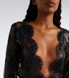 Saint Laurent Sheer cotton-blend lace bodysuit