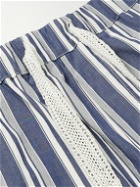 Wales Bonner - Xalam Wide-Leg Striped Cotton Drawstring Shorts - Blue